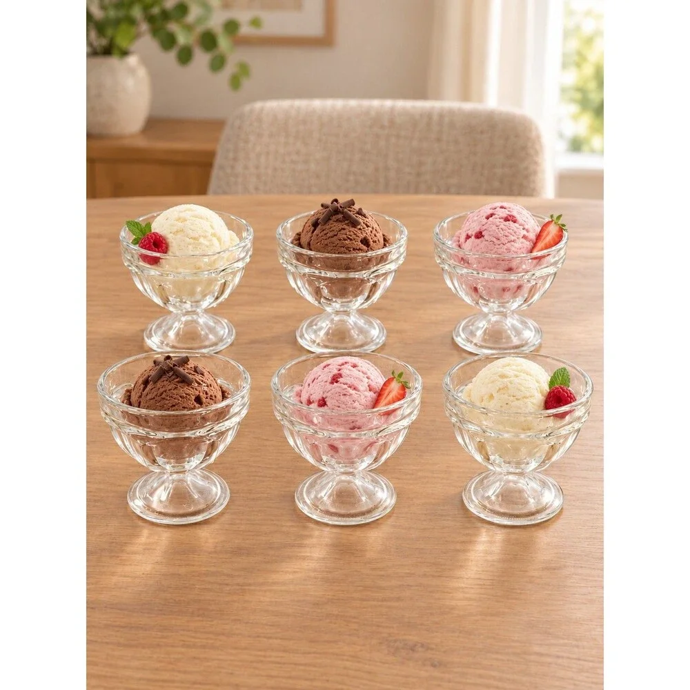 6 Federal Glass? Footed Clear Dessert Cups Ice Cream Dish Sherbet Parfait 3